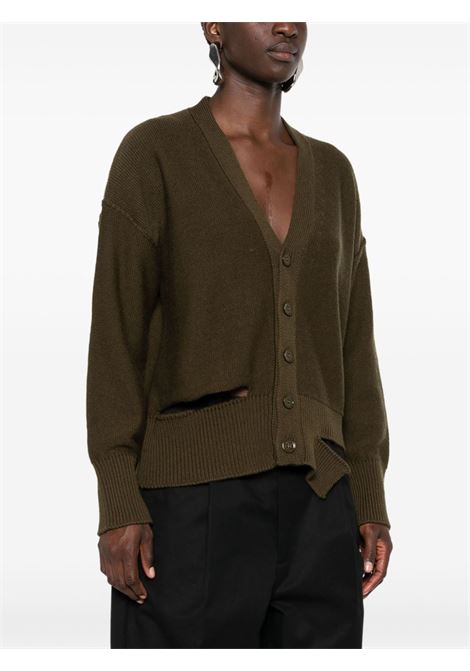 Green cut-out button-up cardigan MM6 Maison Margiela - women MM6 MAISON MARGIELA | S52HP0019M13044727